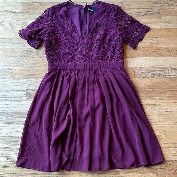 Lulus angel in disguise lace skater dress burgundy - Picture 2 of 7